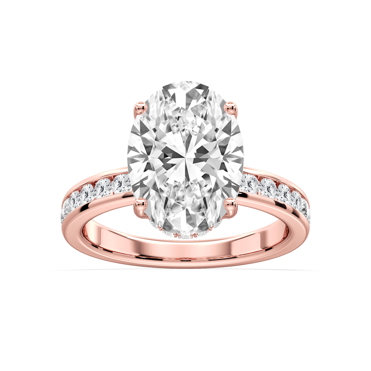 Candice Oval Lab Grown Diamond Channel Set Hidden Halo Engagement Ring
