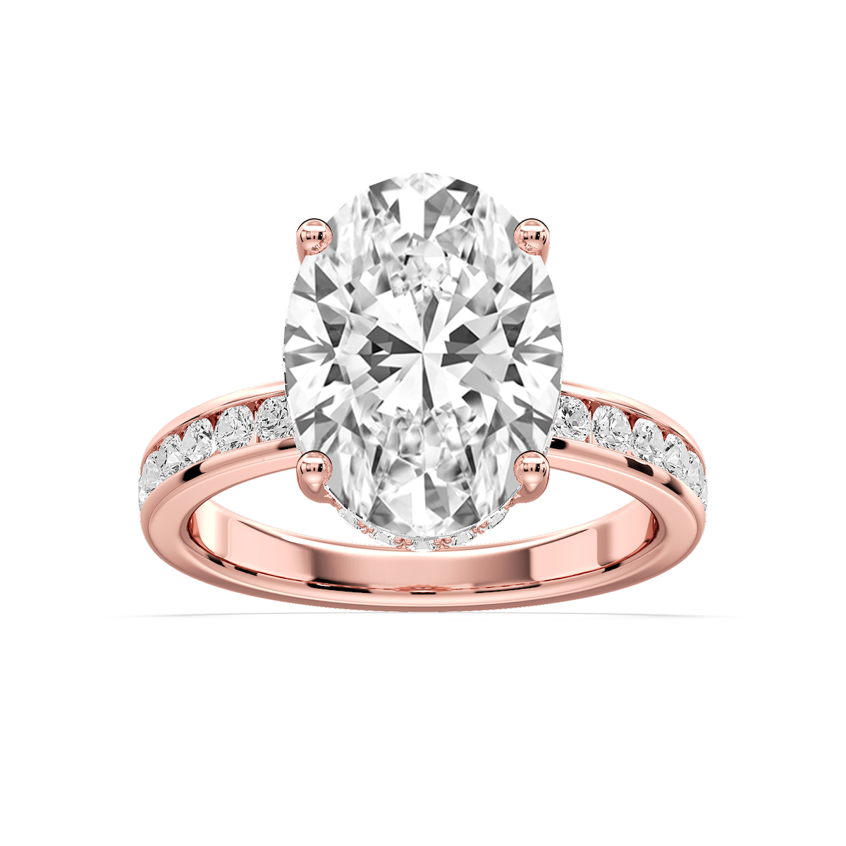 Candice Oval Lab Grown Diamond Channel Set Hidden Halo Engagement Ring