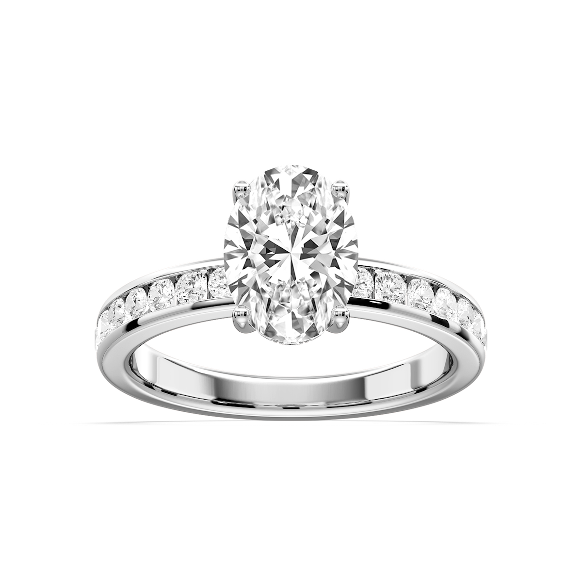 Candice Oval Lab Grown Diamond Channel Set Hidden Halo Engagement Ring