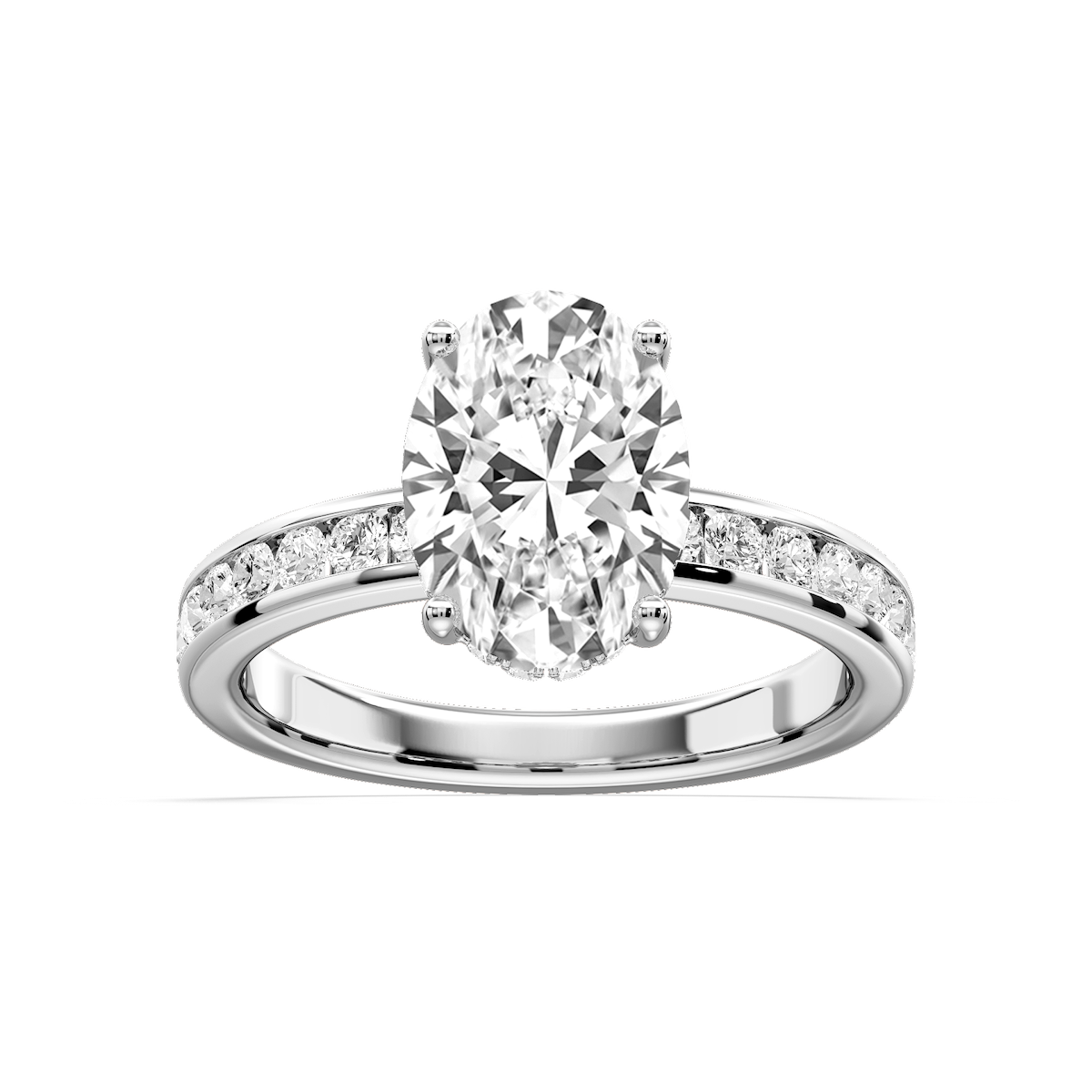 Candice Oval Lab Grown Diamond Channel Set Hidden Halo Engagement Ring