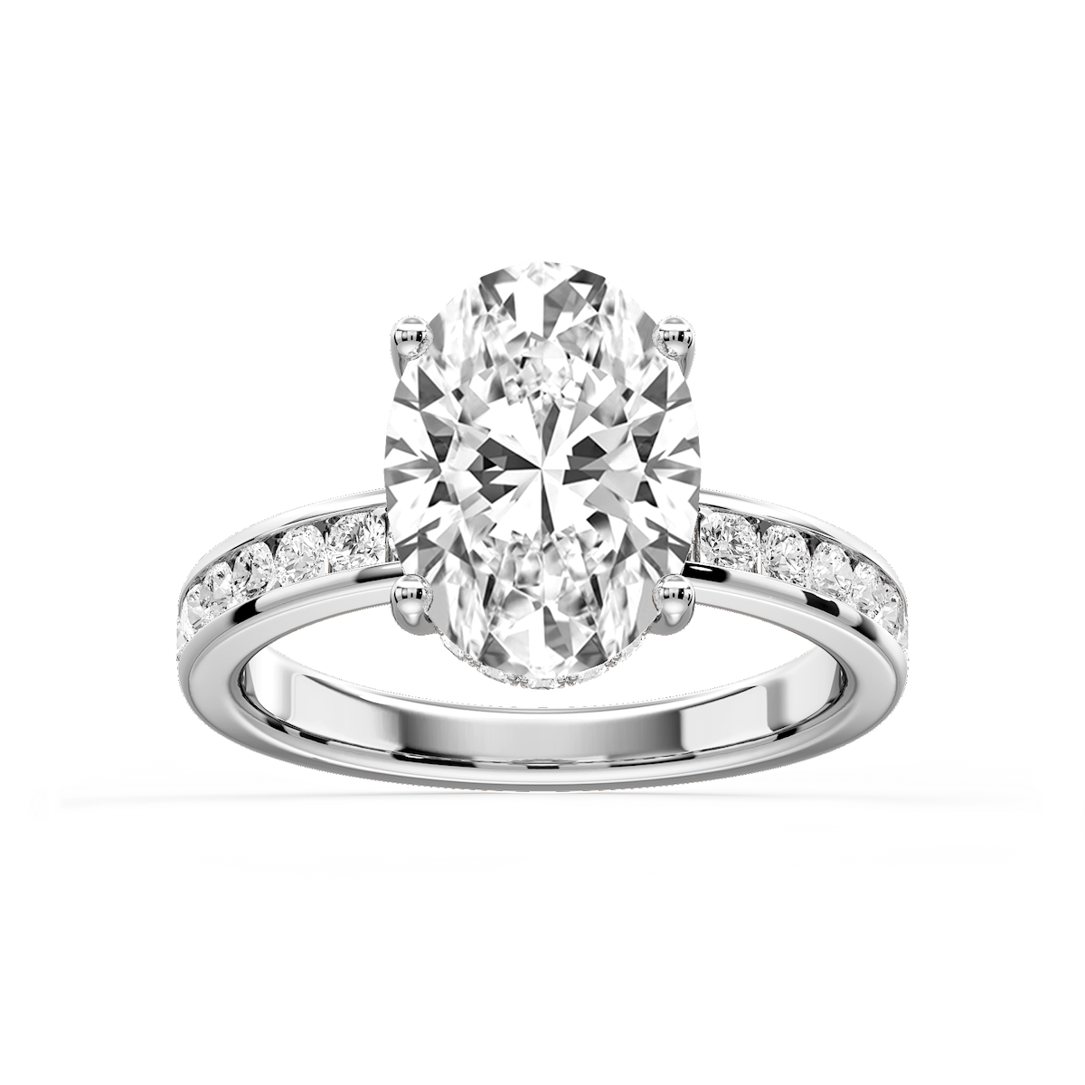 Candice Oval Lab Grown Diamond Channel Set Hidden Halo Engagement Ring