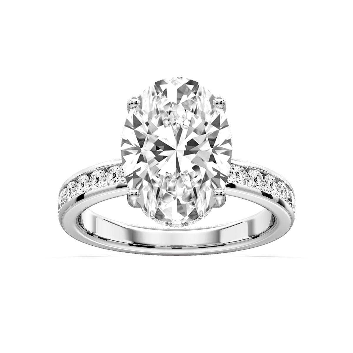 Candice Oval Lab Grown Diamond Channel Set Hidden Halo Engagement Ring
