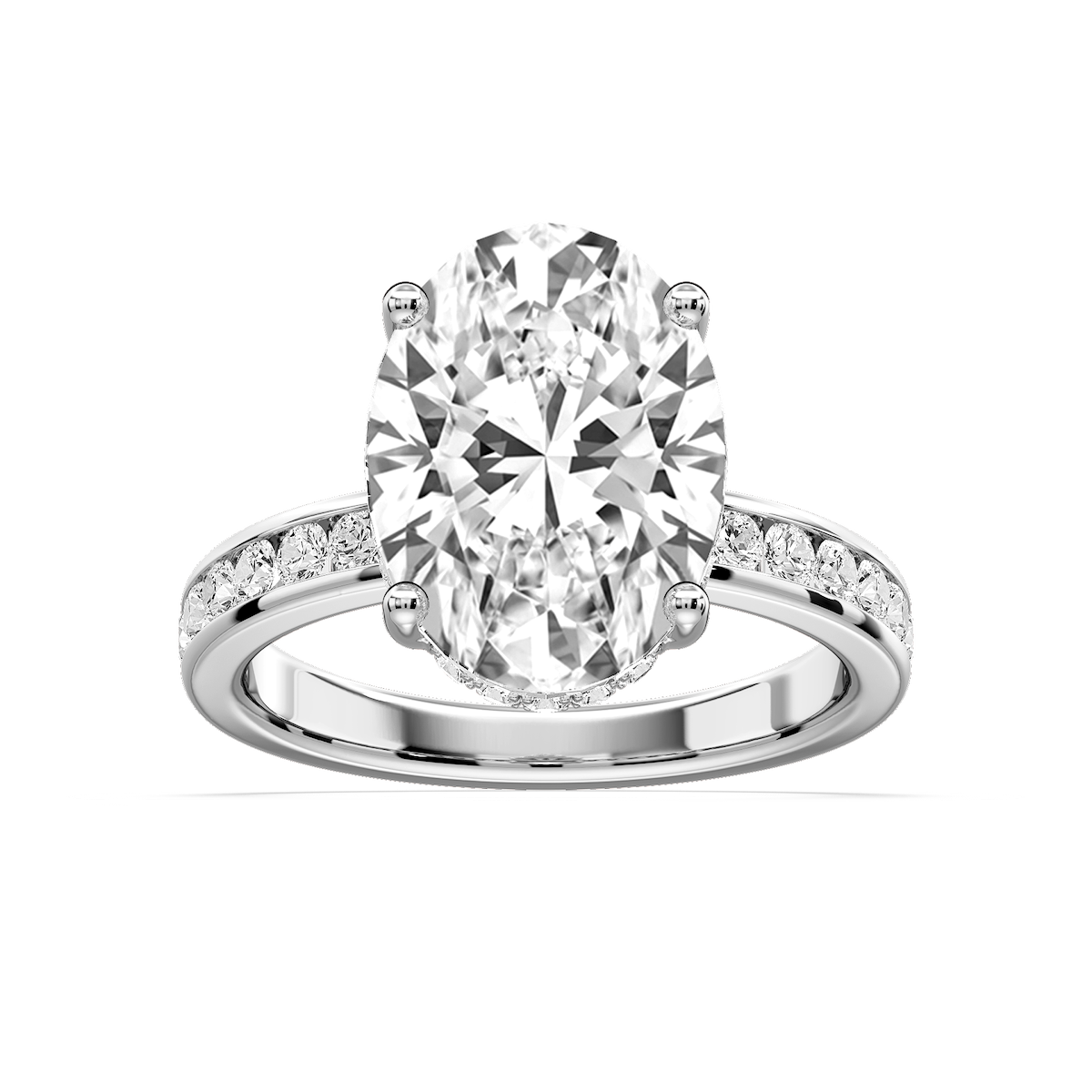 Candice Oval Lab Grown Diamond Channel Set Hidden Halo Engagement Ring