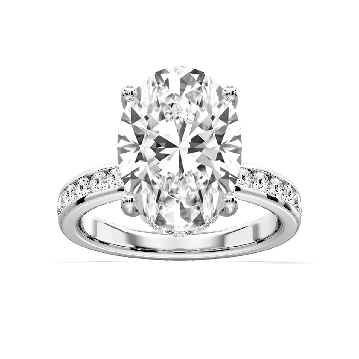 Candice Oval Lab Grown Diamond Channel Set Hidden Halo Engagement Ring