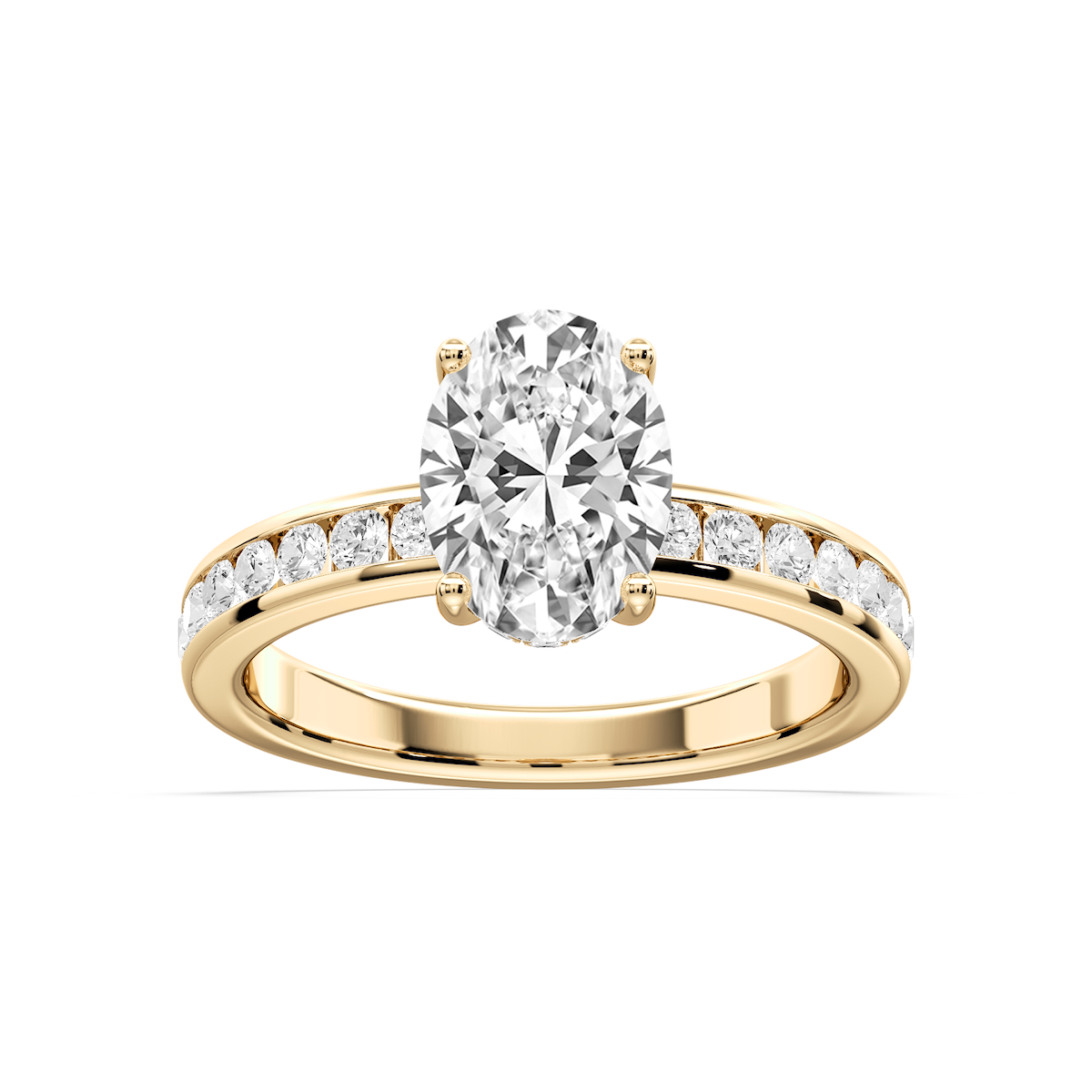 Candice Oval Lab Grown Diamond Channel Set Hidden Halo Engagement Ring