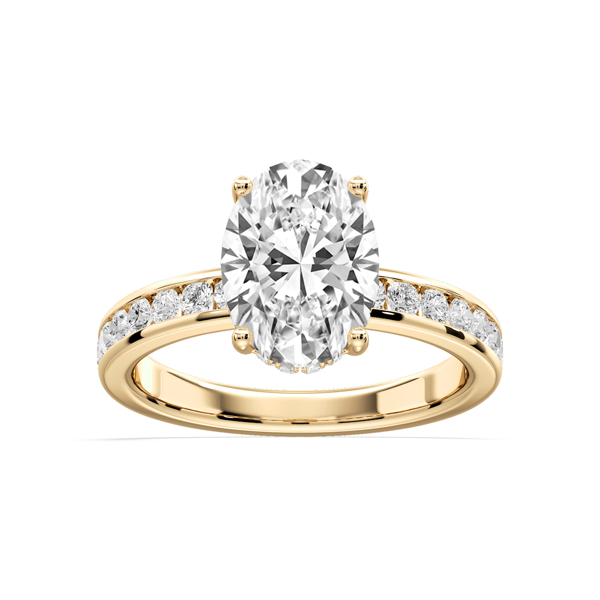 Candice Oval Lab Grown Diamond Channel Set Hidden Halo Engagement Ring