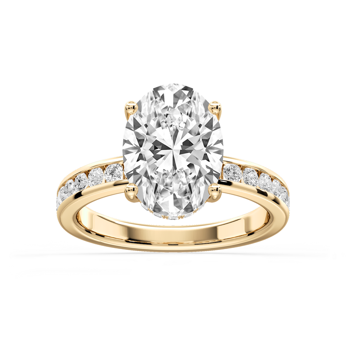 Candice Oval Lab Grown Diamond Channel Set Hidden Halo Engagement Ring