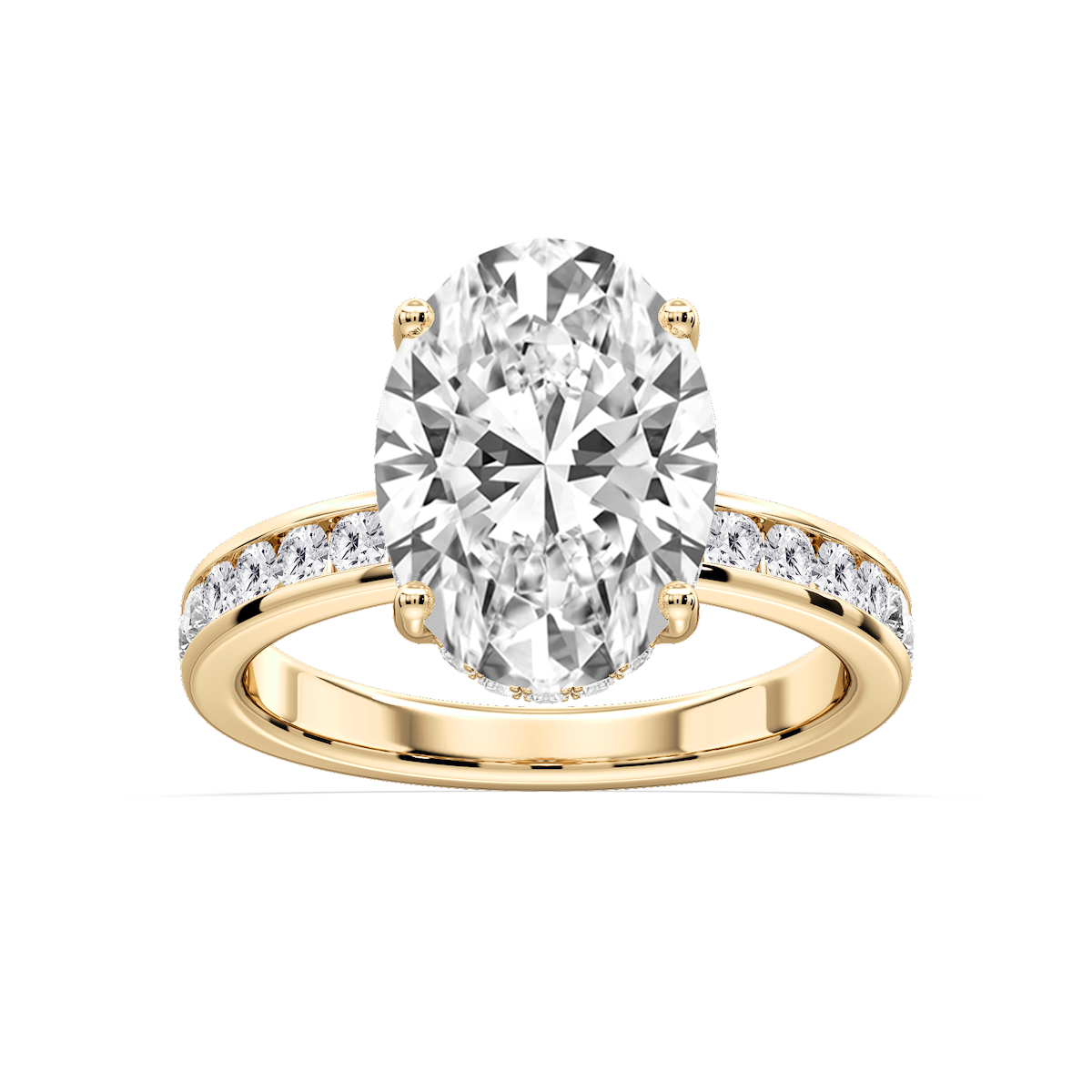 Candice Oval Lab Grown Diamond Channel Set Hidden Halo Engagement Ring