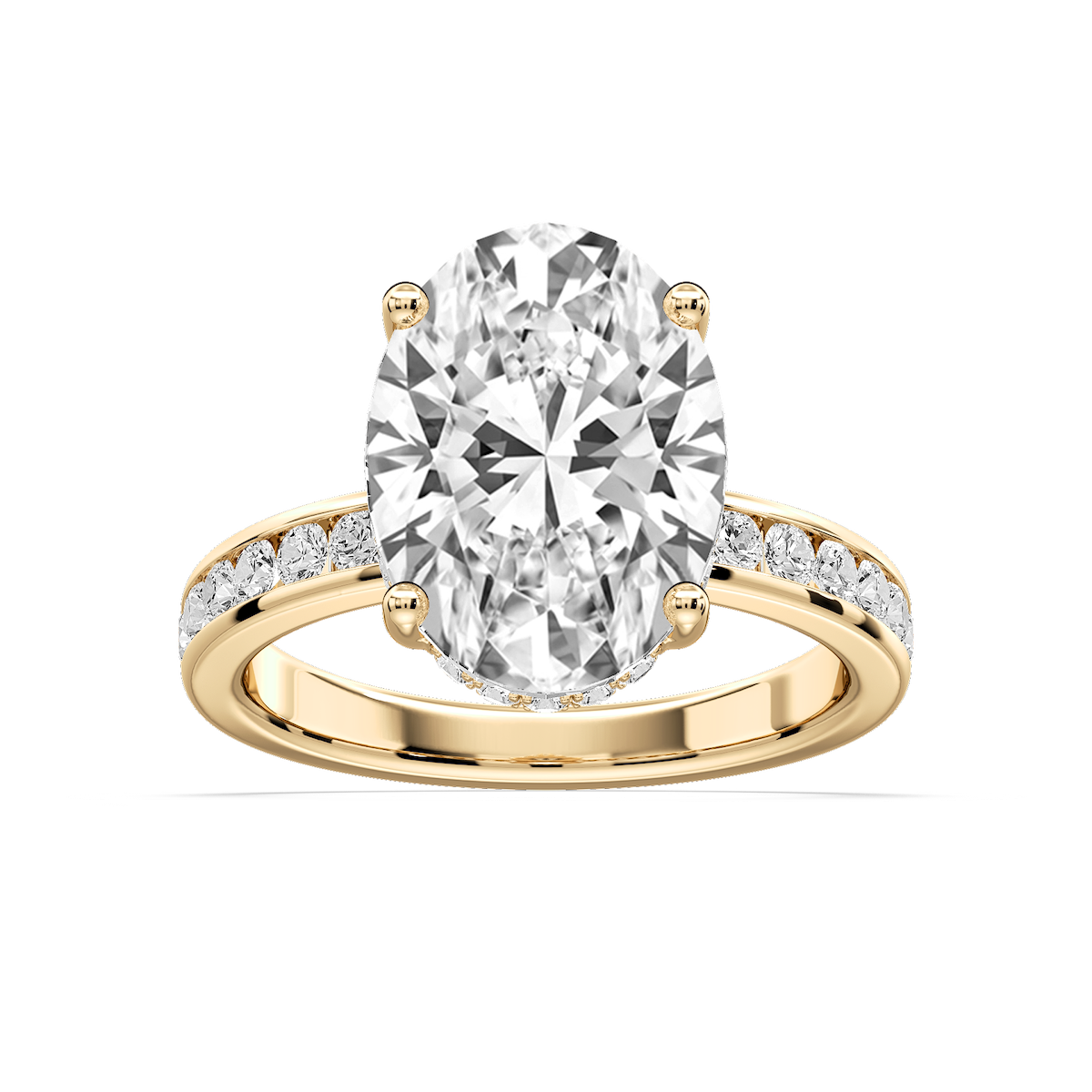 Candice Oval Lab Grown Diamond Channel Set Hidden Halo Engagement Ring