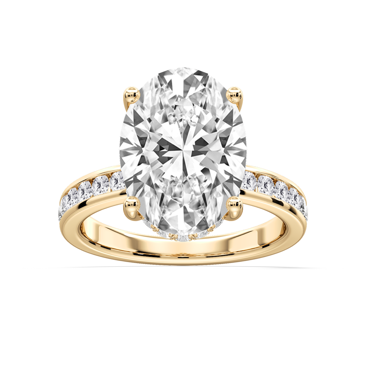 Candice Oval Lab Grown Diamond Channel Set Hidden Halo Engagement Ring