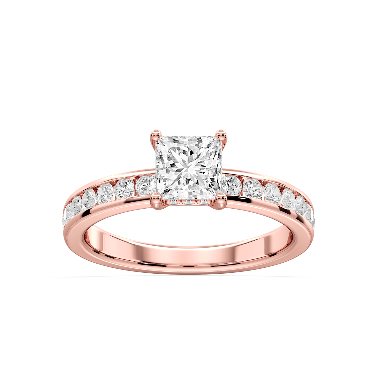 Candice Princess Lab Grown Diamond Channel Set Hidden Halo Engagement Ring
