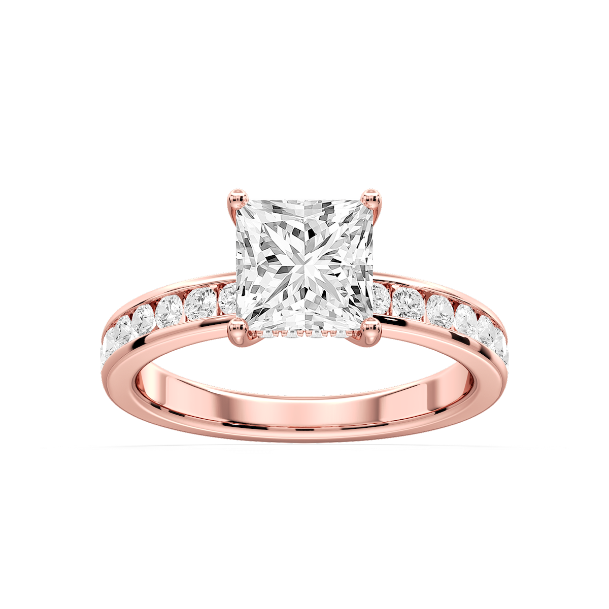 Candice Princess Lab Grown Diamond Channel Set Hidden Halo Engagement Ring