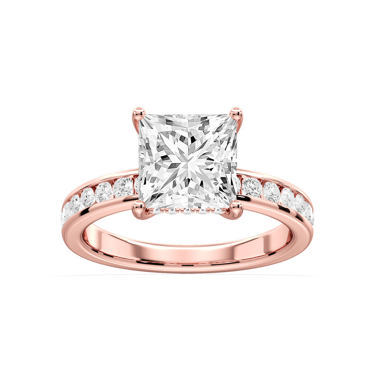 Candice Princess Lab Grown Diamond Channel Set Hidden Halo Engagement Ring