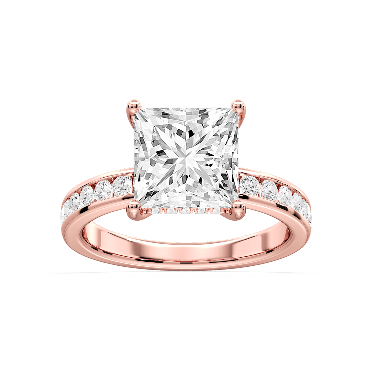 Candice Princess Lab Grown Diamond Channel Set Hidden Halo Engagement Ring