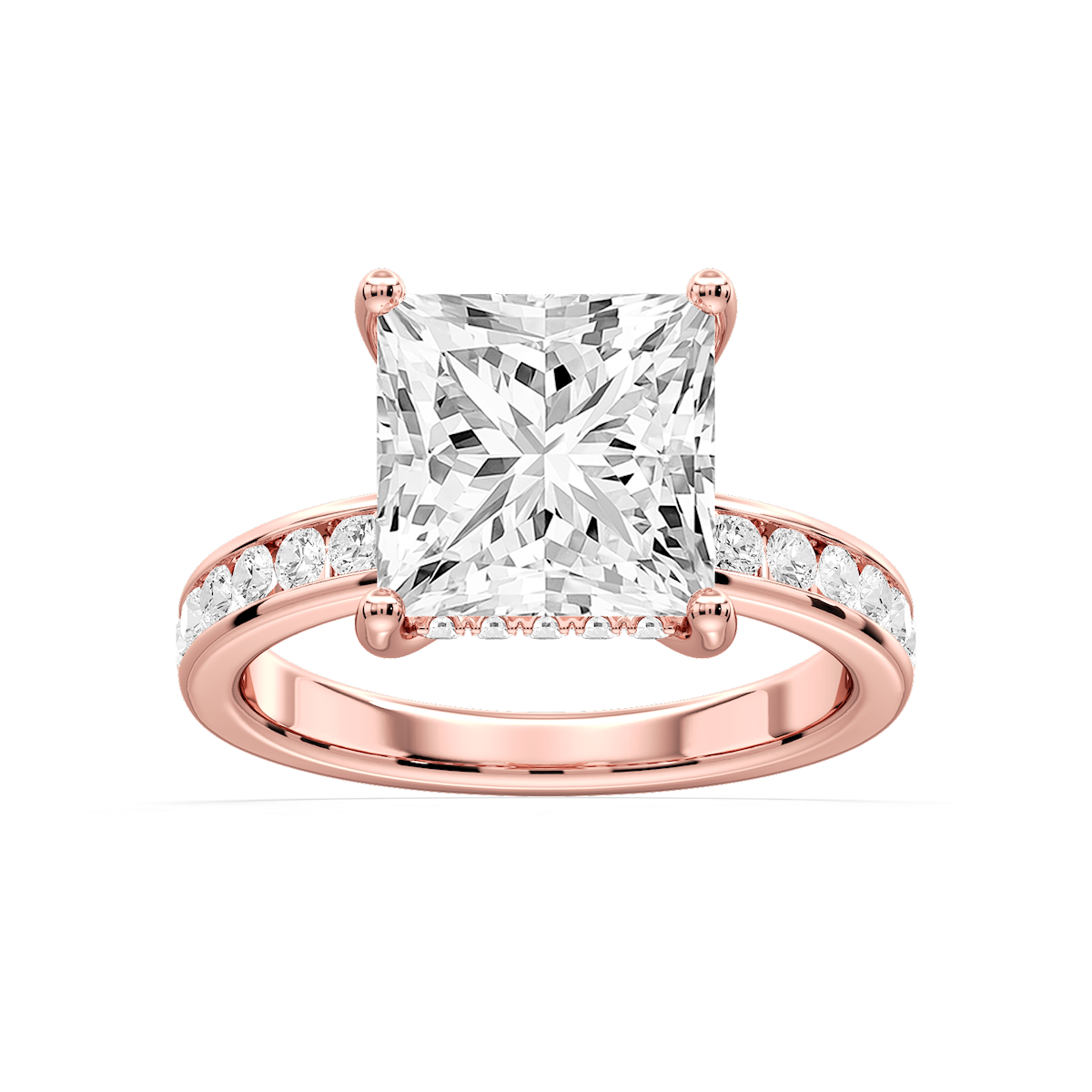 Candice Princess Lab Grown Diamond Channel Set Hidden Halo Engagement Ring