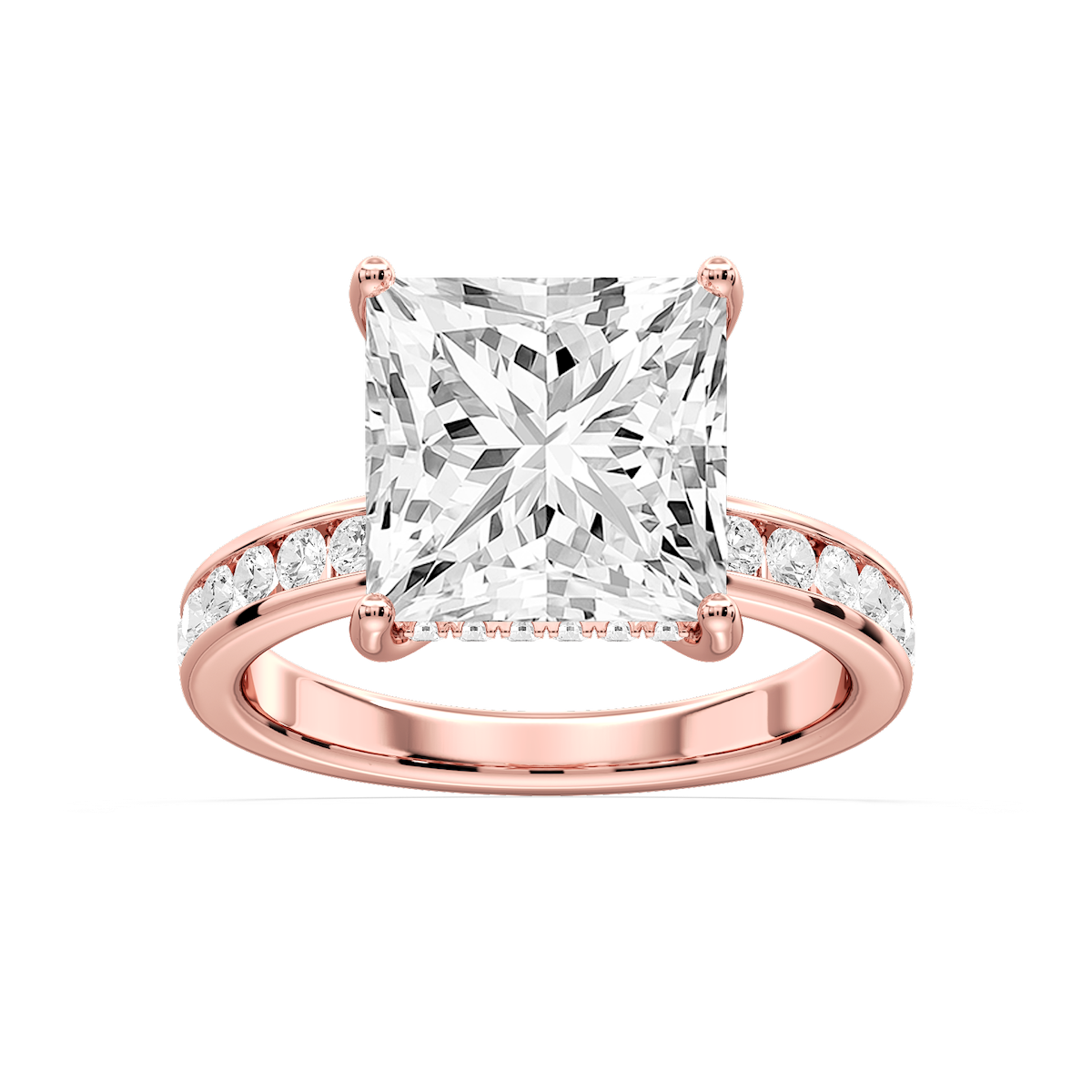 Candice Princess Lab Grown Diamond Channel Set Hidden Halo Engagement Ring