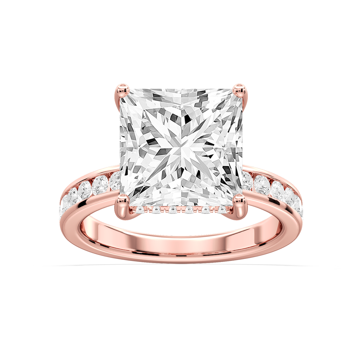 Candice Princess Lab Grown Diamond Channel Set Hidden Halo Engagement Ring