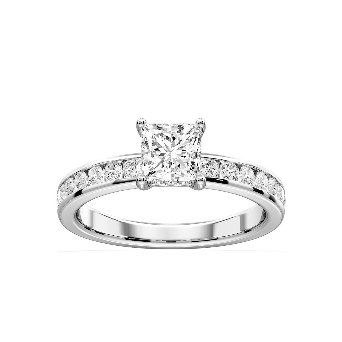 Candice Princess Lab Grown Diamond Channel Set Hidden Halo Engagement Ring