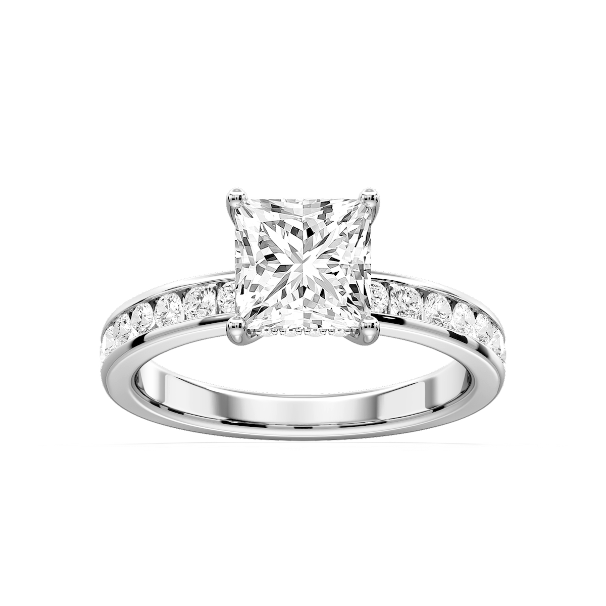 Candice Princess Lab Grown Diamond Channel Set Hidden Halo Engagement Ring
