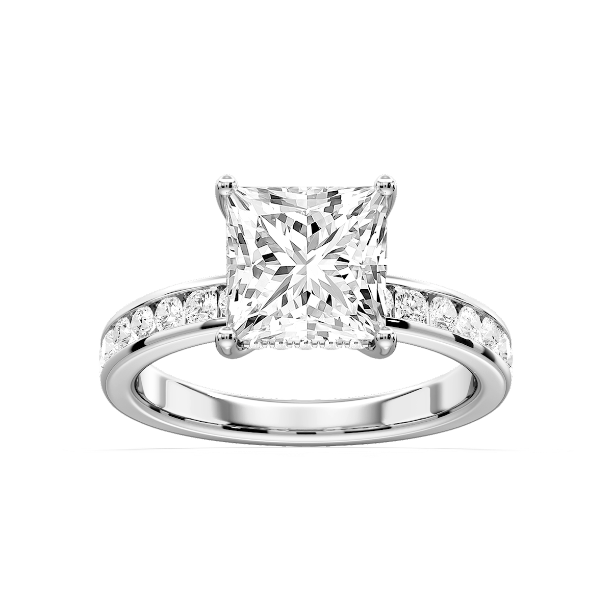 Candice Princess Lab Grown Diamond Channel Set Hidden Halo Engagement Ring