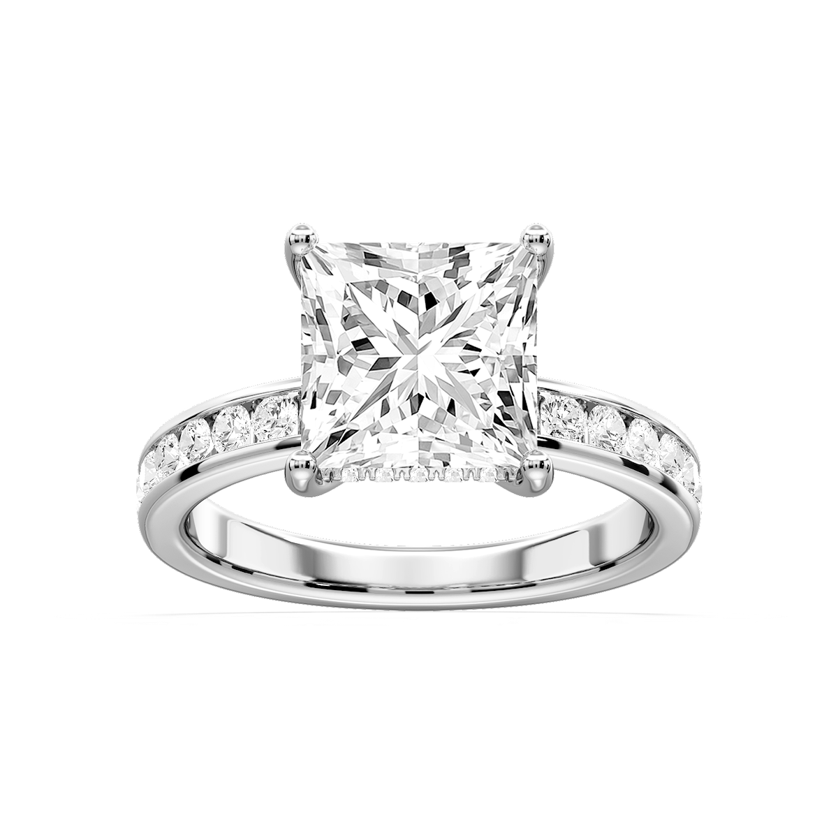 Candice Princess Lab Grown Diamond Channel Set Hidden Halo Engagement Ring