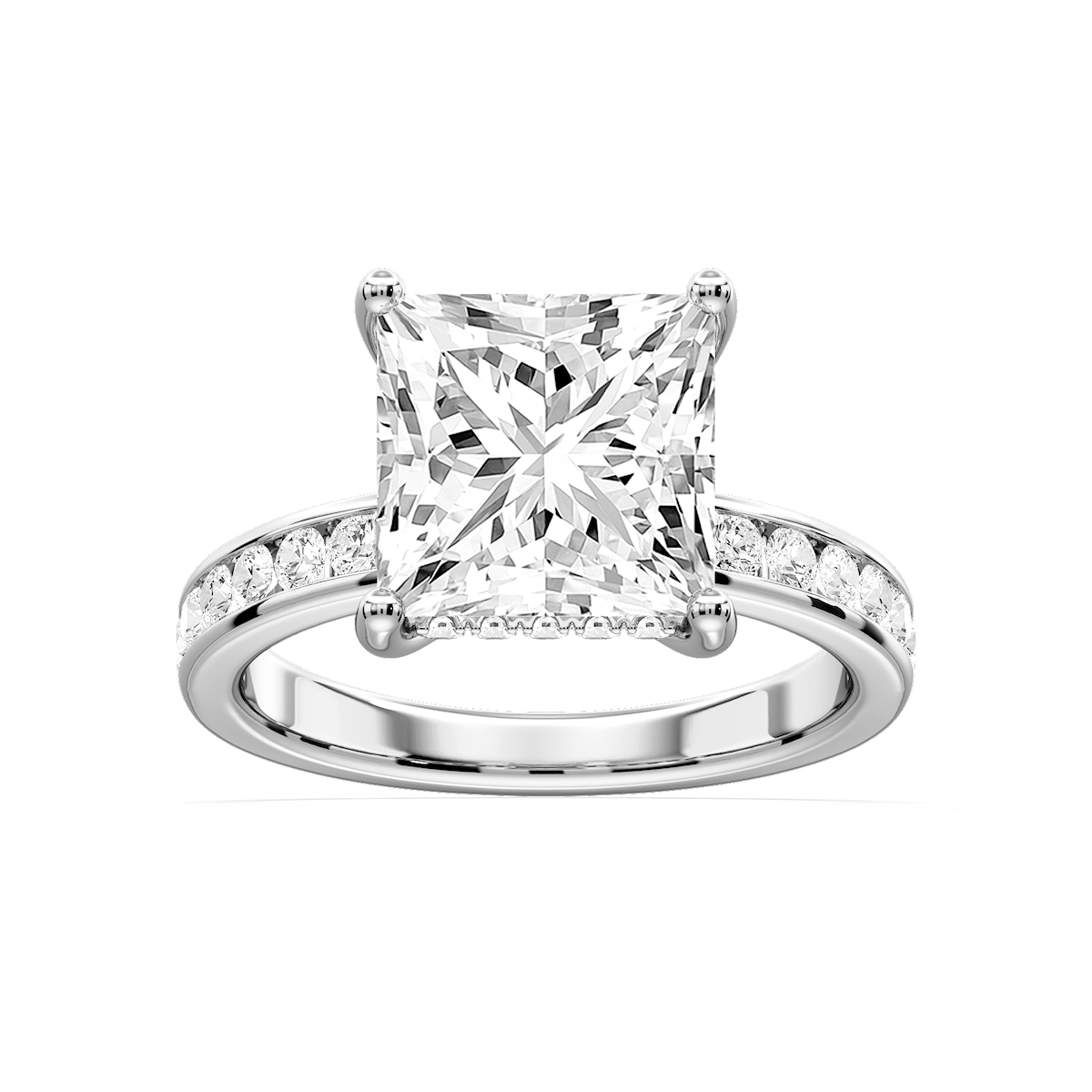 Candice Princess Lab Grown Diamond Channel Set Hidden Halo Engagement Ring