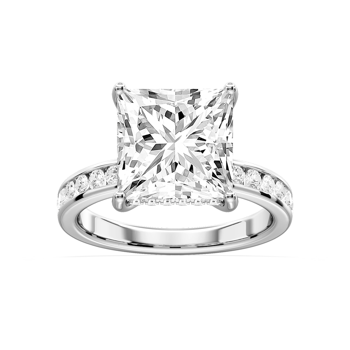 Candice Princess Lab Grown Diamond Channel Set Hidden Halo Engagement Ring