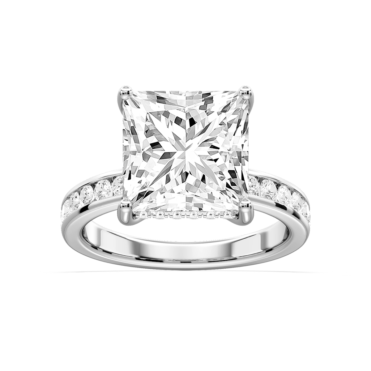 Candice Princess Lab Grown Diamond Channel Set Hidden Halo Engagement Ring