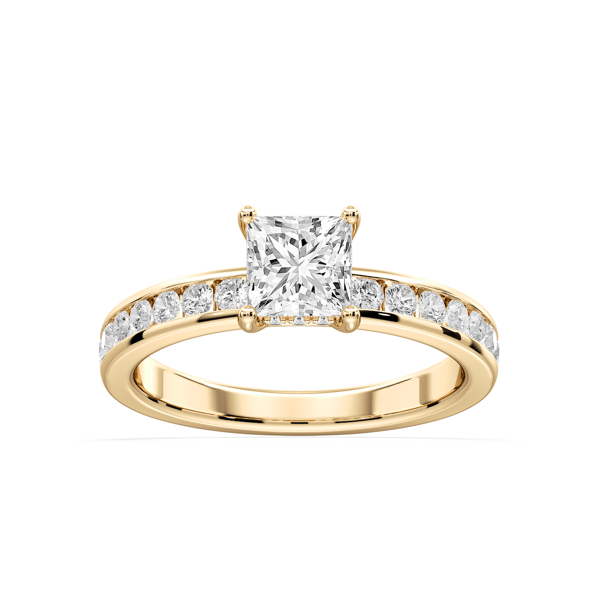 Candice Princess Lab Grown Diamond Channel Set Hidden Halo Engagement Ring