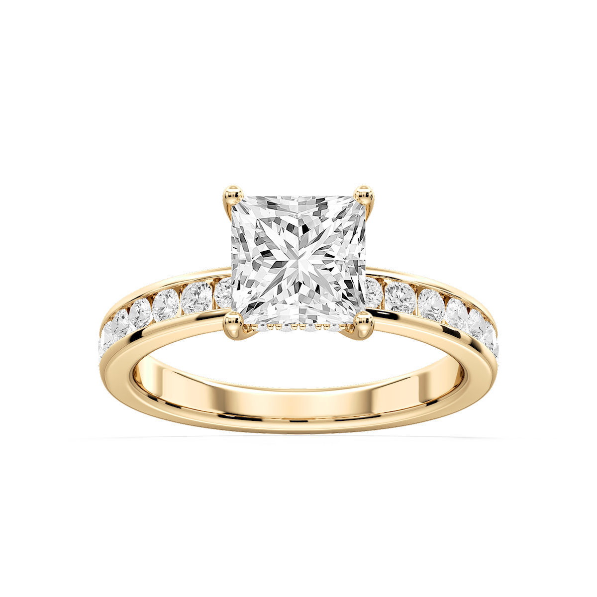 Candice Princess Lab Grown Diamond Channel Set Hidden Halo Engagement Ring