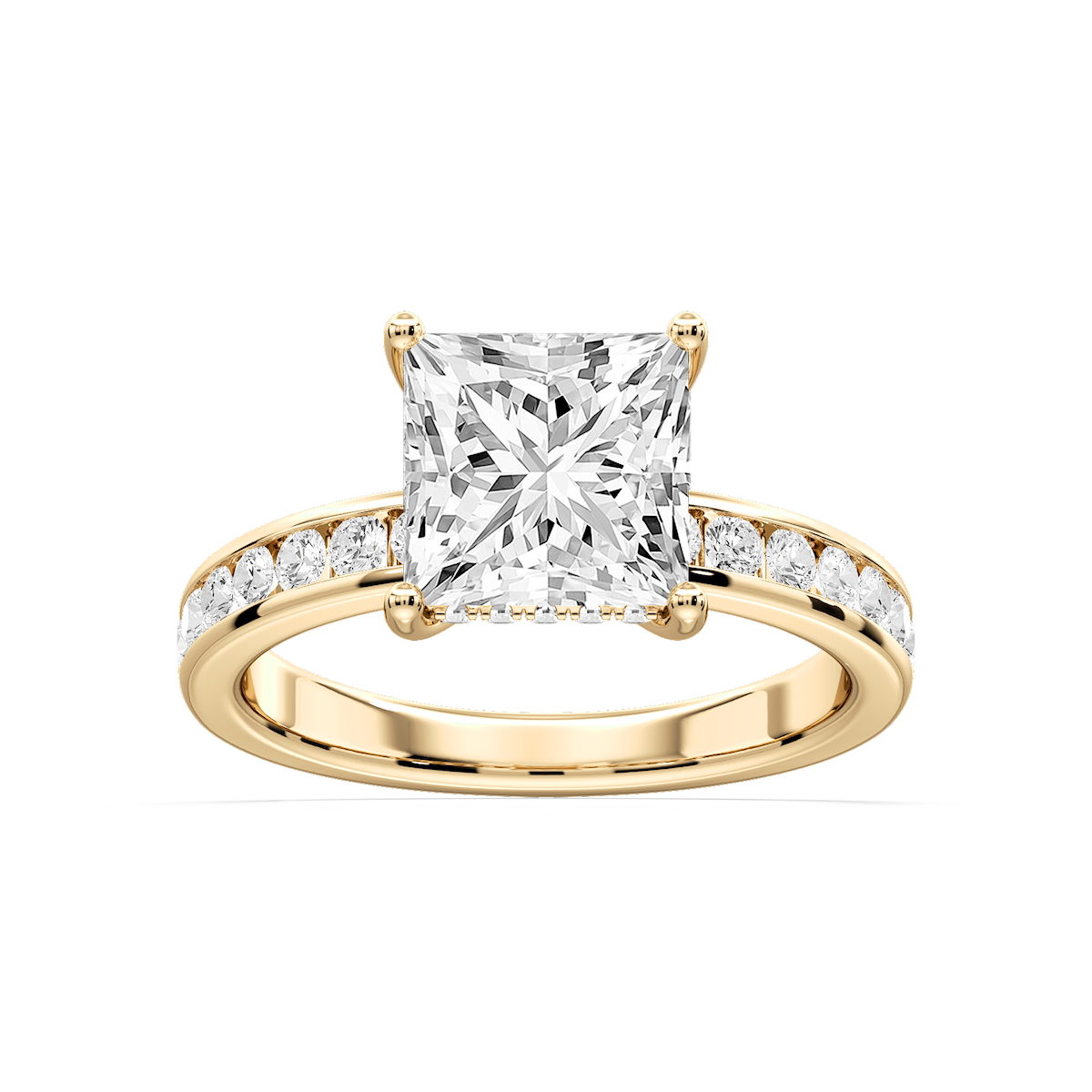Candice Princess Lab Grown Diamond Channel Set Hidden Halo Engagement Ring