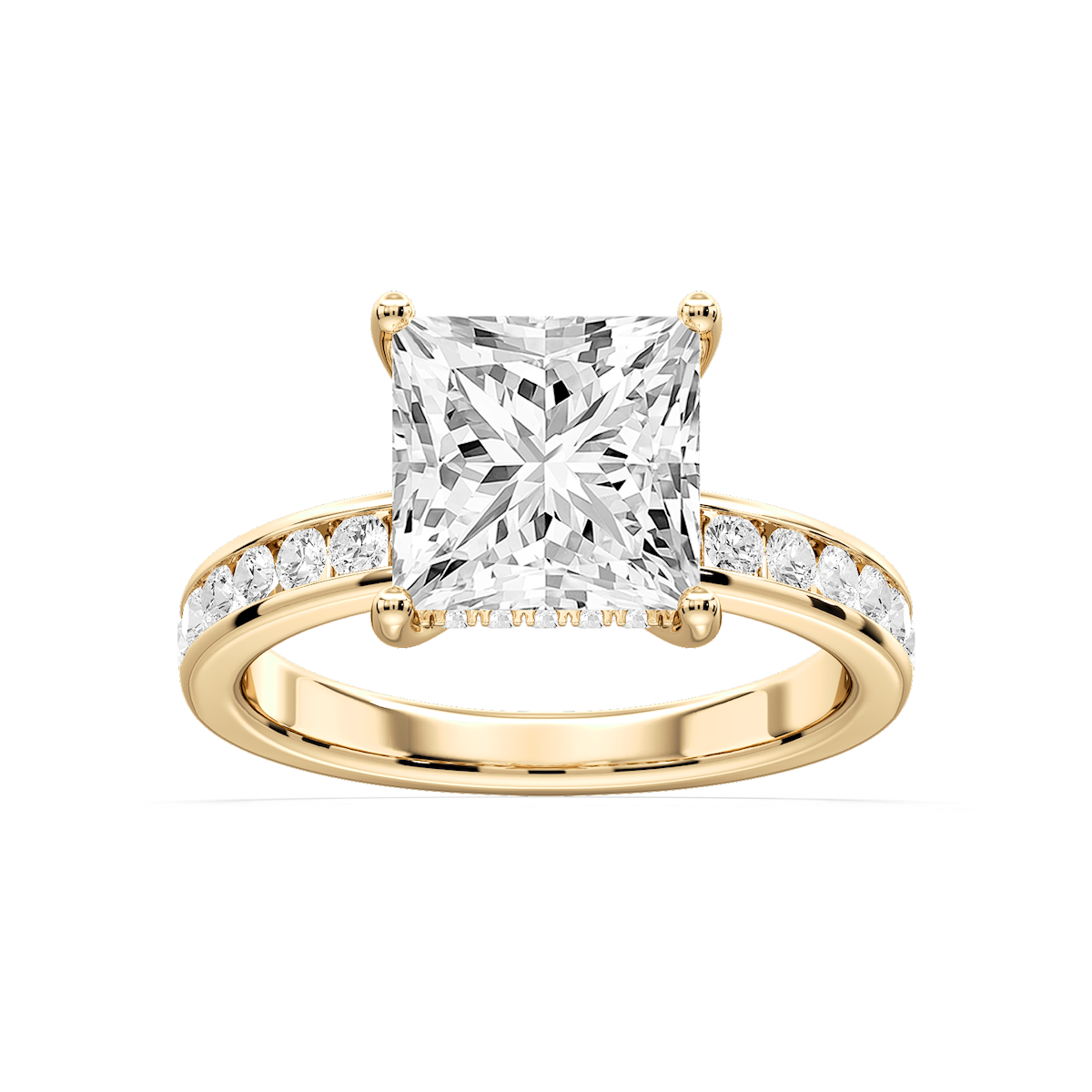 Candice Princess Lab Grown Diamond Channel Set Hidden Halo Engagement Ring