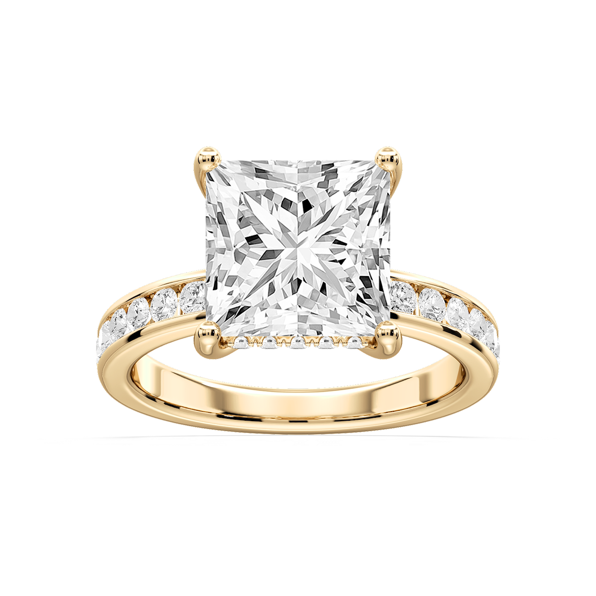 Candice Princess Lab Grown Diamond Channel Set Hidden Halo Engagement Ring