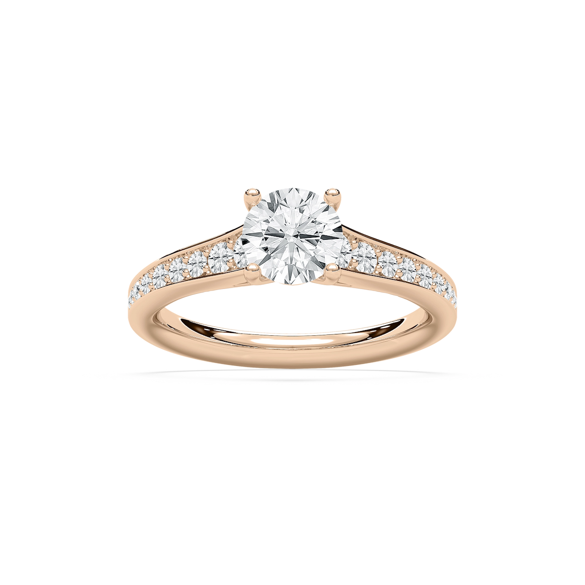Tiana 1 ¹⁄₃ ctw Round Lab Grown Diamond Channel Set Cathedral Side Stone Engagement Ring