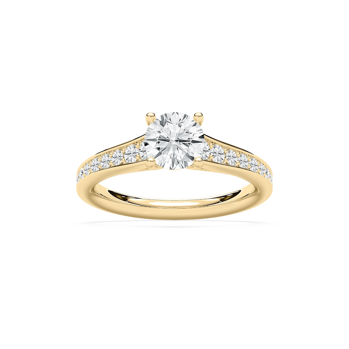 Tiana 1 ¹⁄₃ ctw Round Lab Grown Diamond Channel Set Cathedral Side Stone Engagement Ring