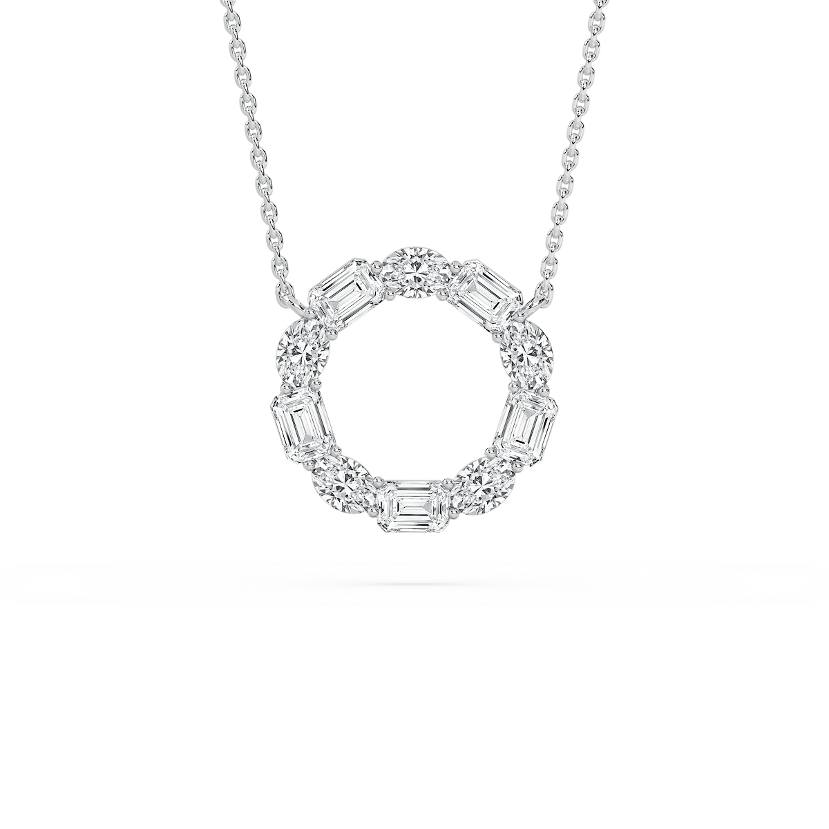 3 ctw Round and Emerald Lab Grown Diamond Celestial Circle Pendant  - 18 Inches
