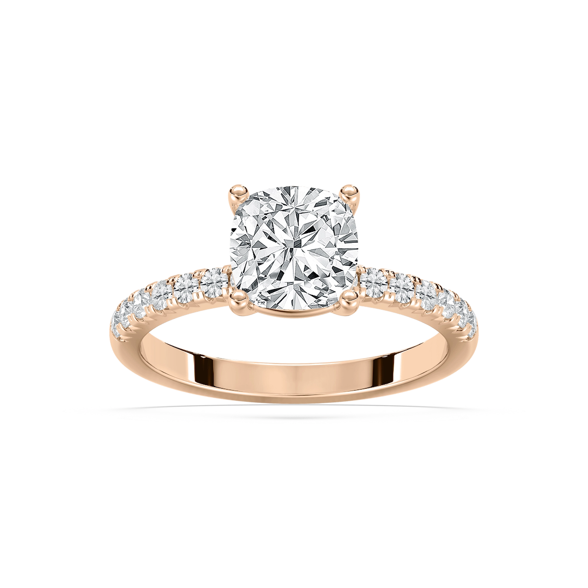 Celine 2 ¹⁄₂ ctw Cushion Lab Grown Diamond French Pave Side Stone Engagement Ring