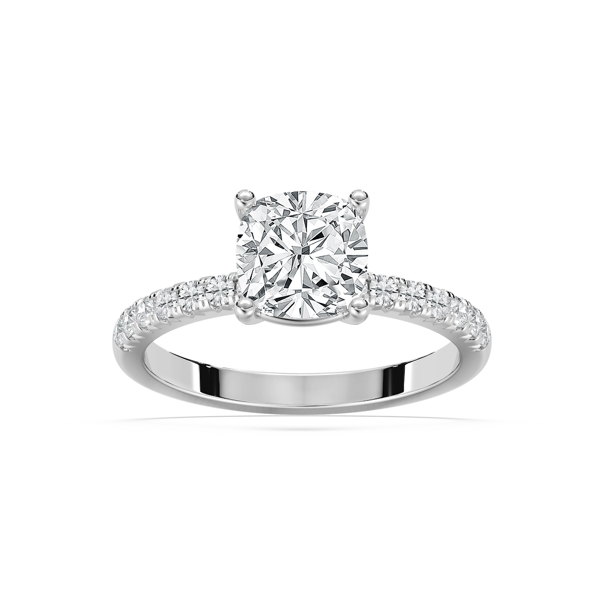 Celine 2 ¹⁄₂ ctw Cushion Lab Grown Diamond French Pave Side Stone Engagement Ring