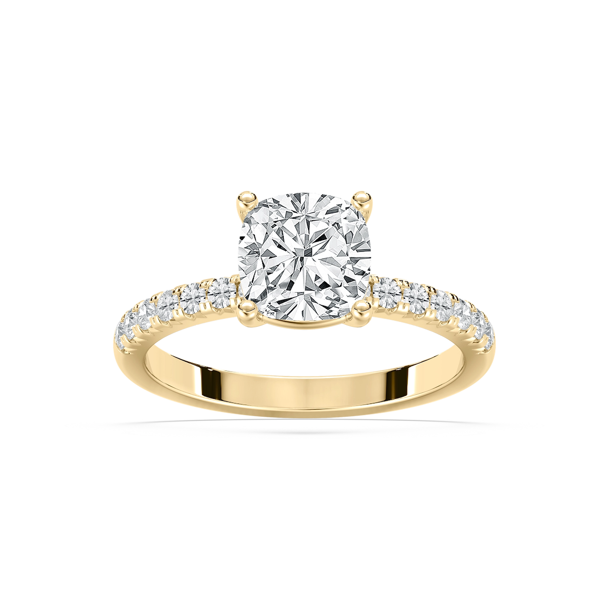 Celine 2 ¹⁄₂ ctw Cushion Lab Grown Diamond French Pave Side Stone Engagement Ring