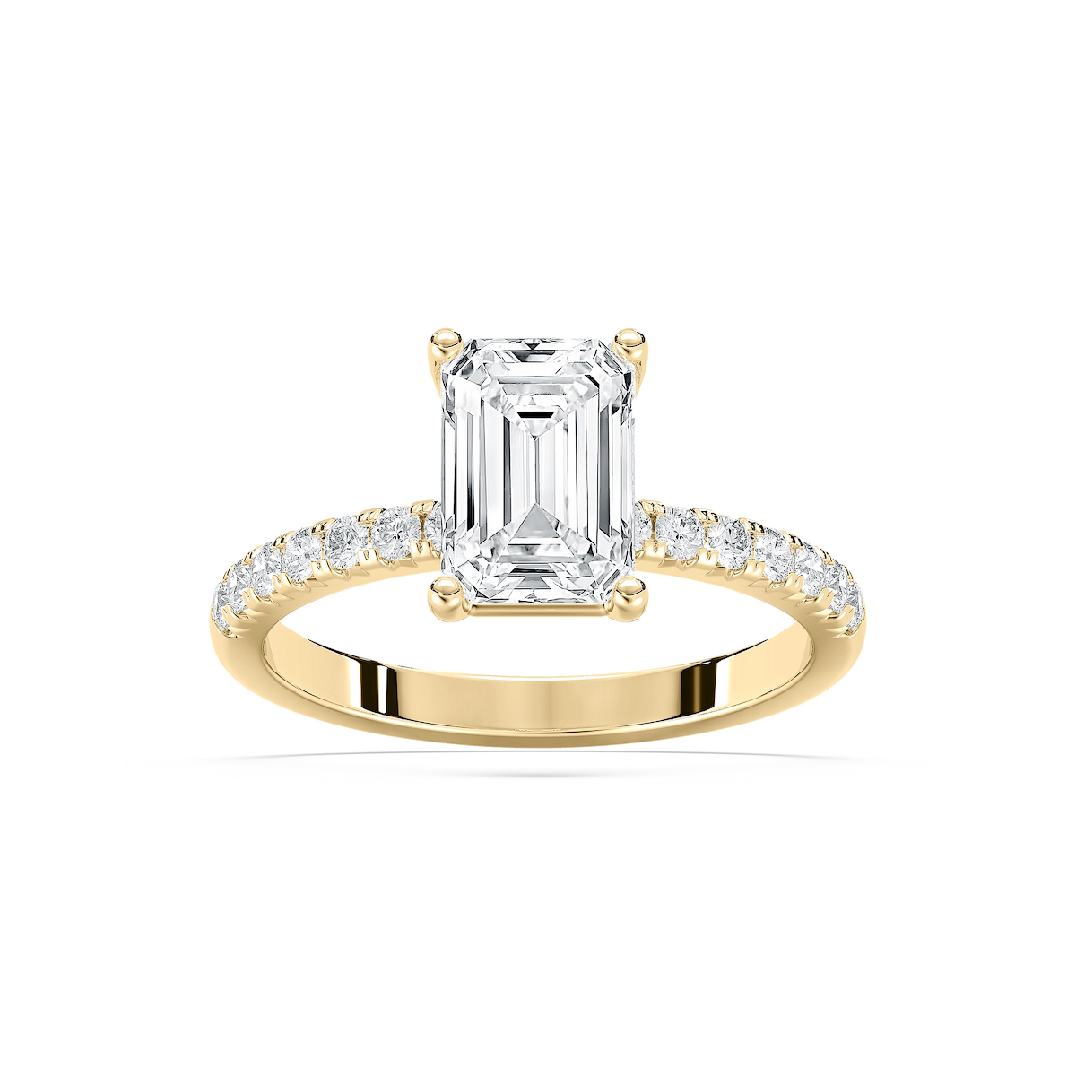 Celine 2 ¹⁄₂ ctw Emerald Lab Grown Diamond French Pave Side Stone Engagement Ring