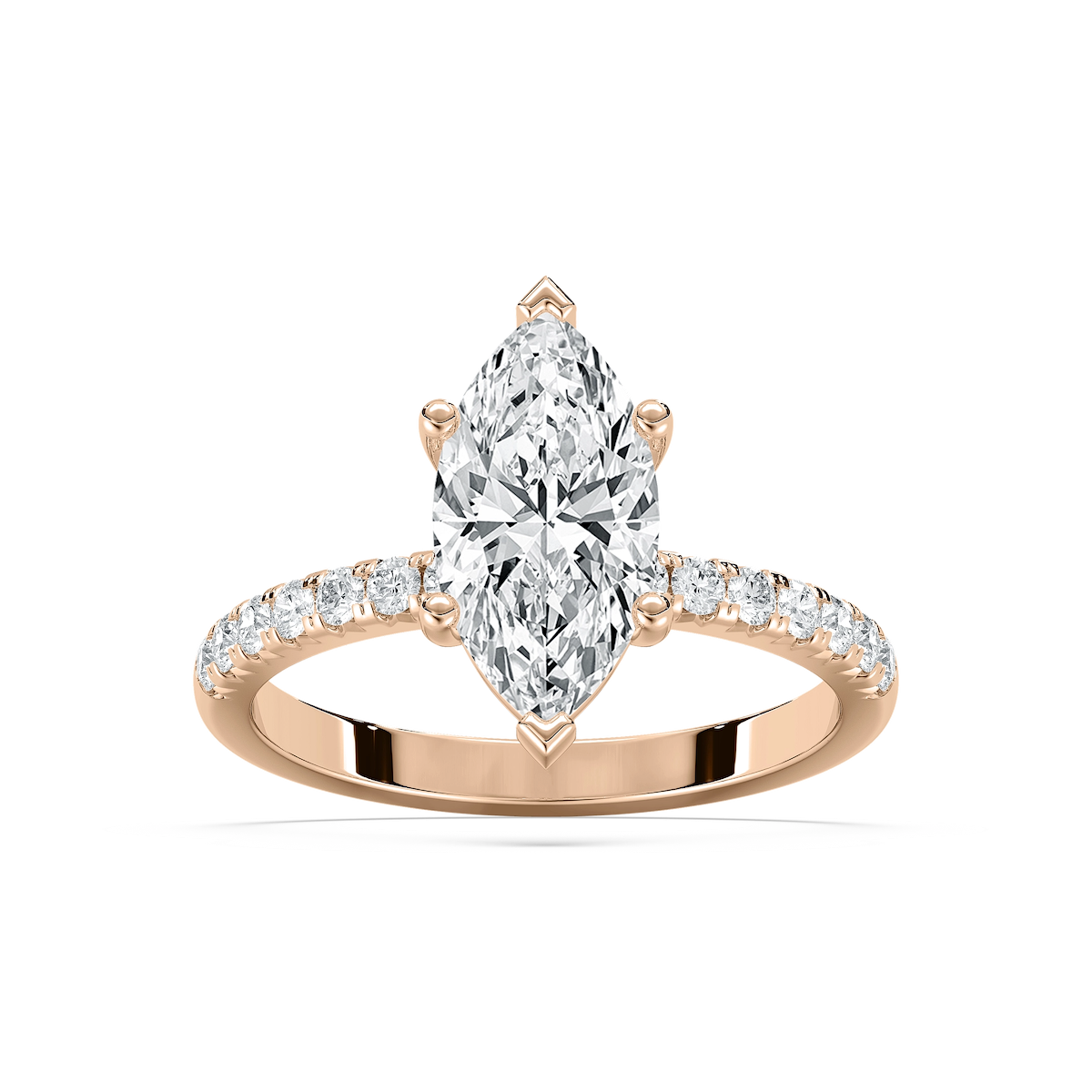 Celine 2 ¹⁄₂ ctw Marquise Lab Grown Diamond French Pave Side Stone Engagement Ring