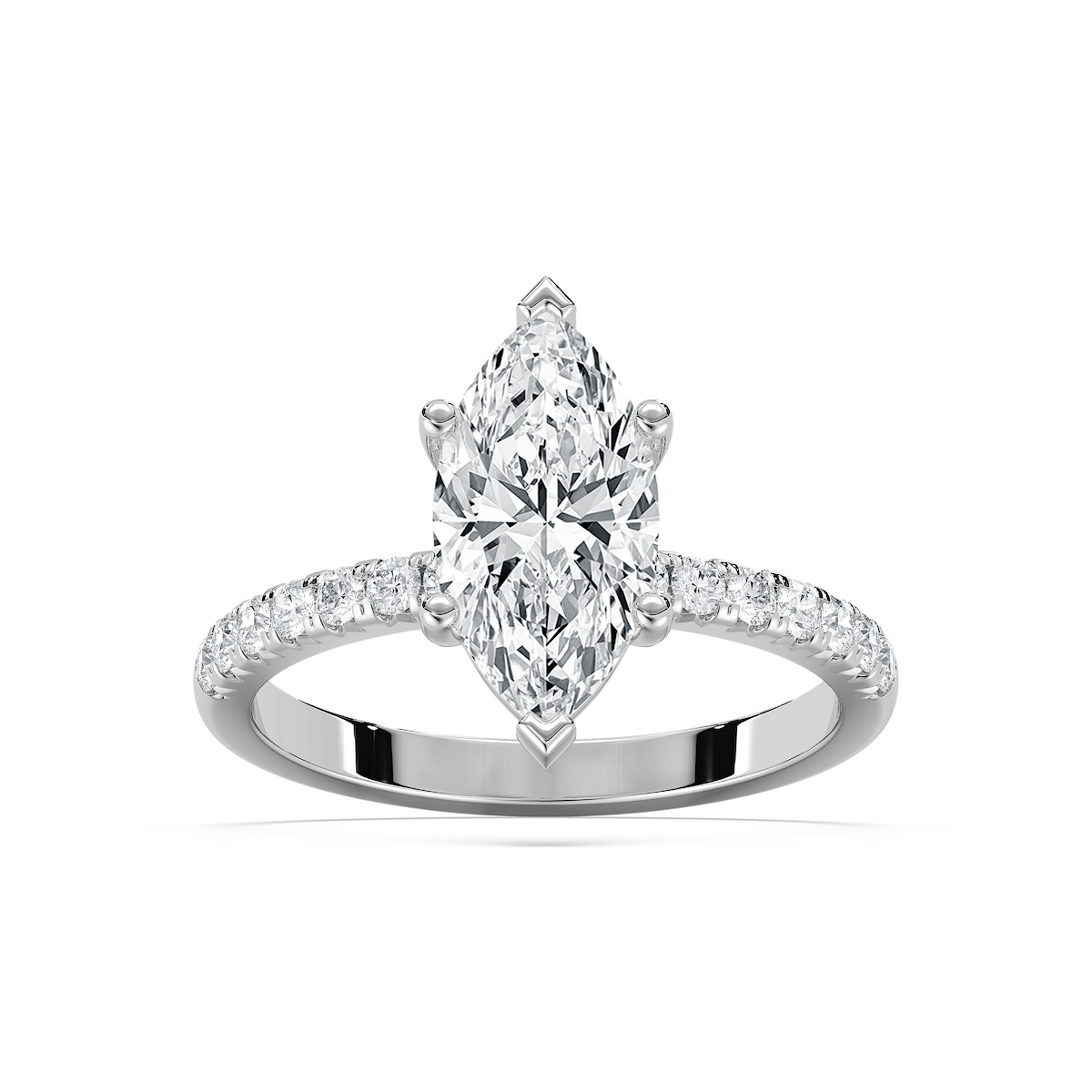 Celine 2 ¹⁄₂ ctw Marquise Lab Grown Diamond French Pave Side Stone Engagement Ring