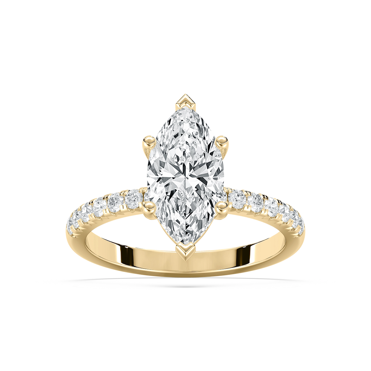Celine 2 ¹⁄₂ ctw Marquise Lab Grown Diamond French Pave Side Stone Engagement Ring