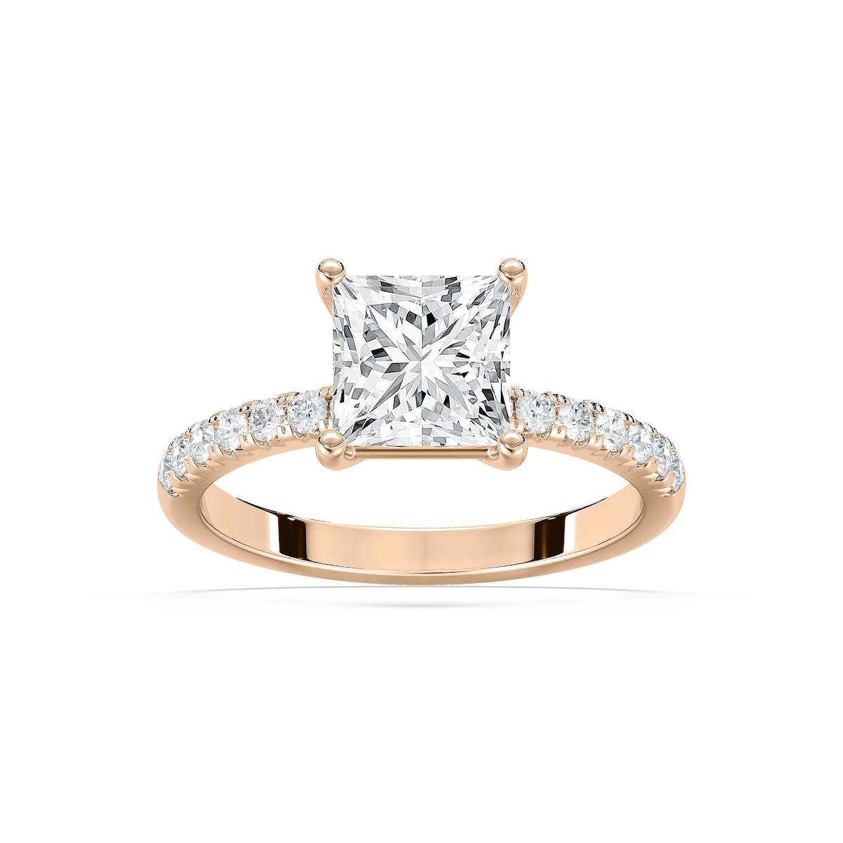 Celine 2 ¹⁄₂ ctw Princess Lab Grown Diamond French Pave Side Stone Engagement Ring
