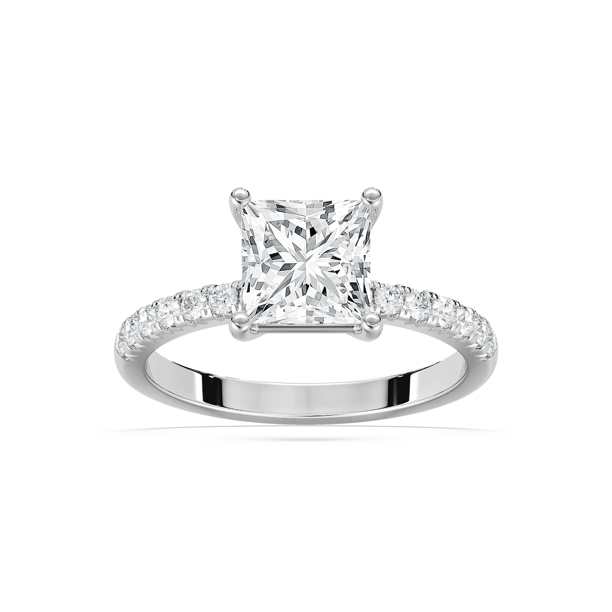 Celine 2 ¹⁄₂ ctw Princess Lab Grown Diamond French Pave Side Stone Engagement Ring