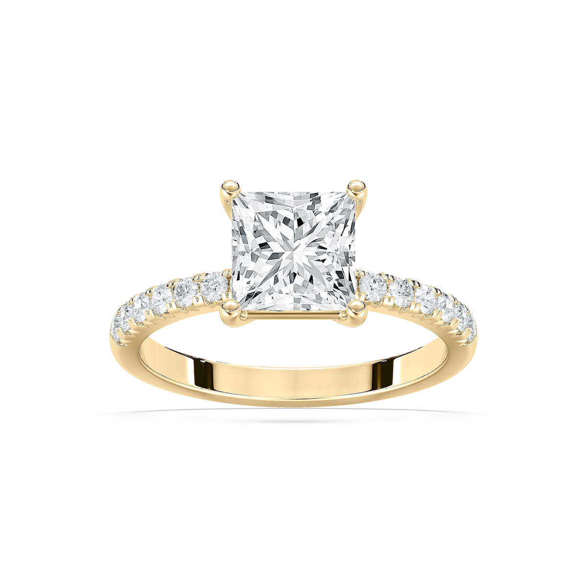 Celine 2 ¹⁄₂ ctw Princess Lab Grown Diamond French Pave Side Stone Engagement Ring