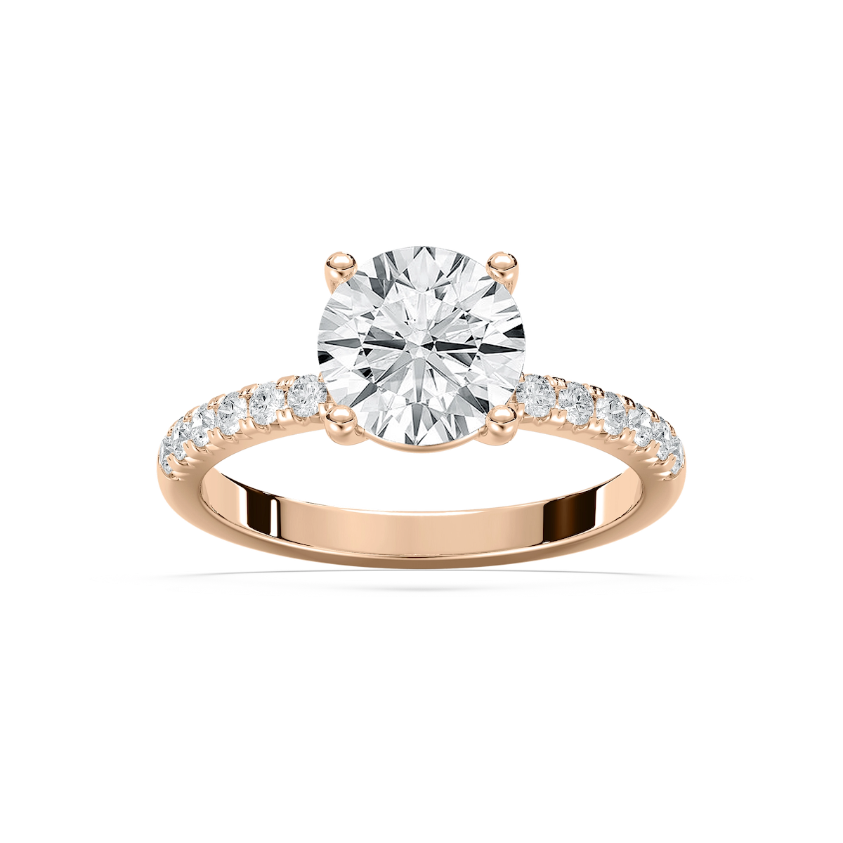 Celine 2 ¹⁄₂ ctw Round Lab Grown Diamond French Pave Side Stone Engagement Ring