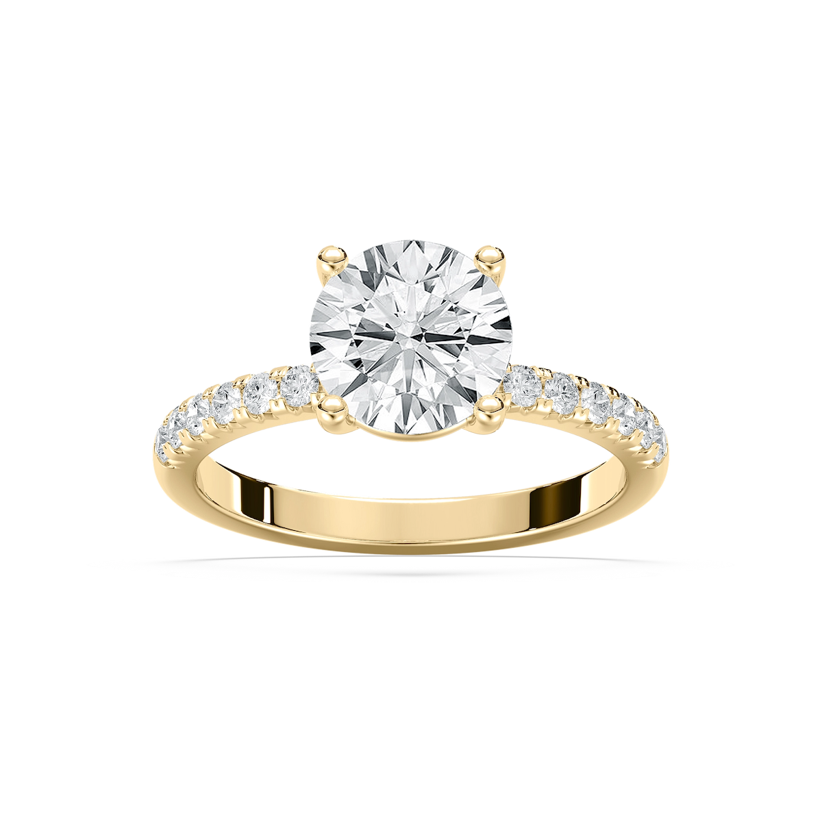 Celine 2 ¹⁄₂ ctw Round Lab Grown Diamond French Pave Side Stone Engagement Ring