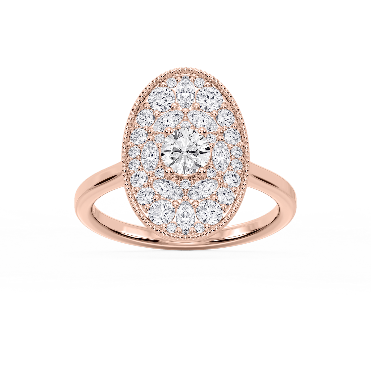 Chandler 1 ⅕ ctw Round and Marquise Lab Grown Diamond Multi Shape Halo Vintage Promise Ring