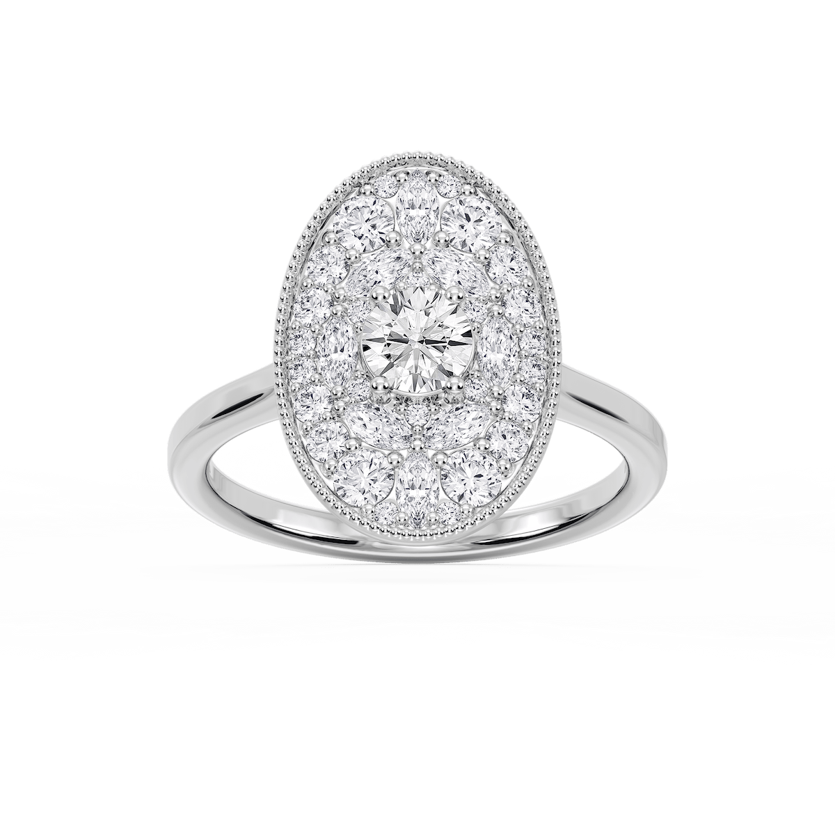 Chandler 1 ⅕ ctw Round and Marquise Lab Grown Diamond Multi Shape Halo Vintage Promise Ring